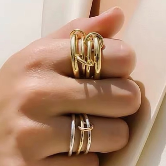 3 Links Stacked Rings size 7, 8 6 - Picture 1 of 7